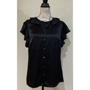 Ralph Lauren Rugby Silk Womens Ruffle Blouse Sz 12